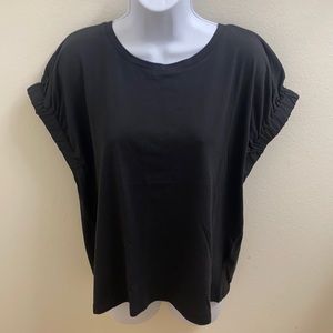 DKNY Black Cotton Short Sleeve Top S